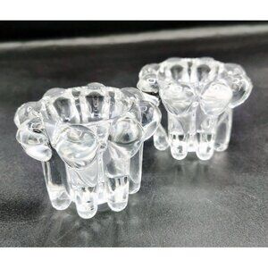 Candleholders Votive Bubble Glass Unmarked Vintage 2 Inch Home Decor Clear Pair